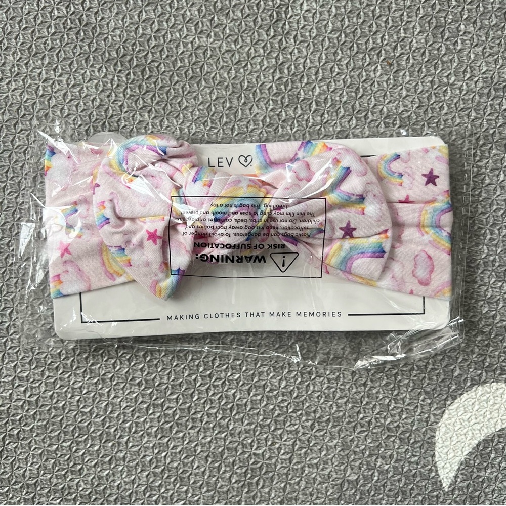 Lev Baby bamboo rainbow print baby headband. NWT
